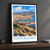 Cartagena city view bordered print styled in Black frame / charcoal wall; frame and props not included