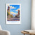 San Bernardino city view bordered print styled in White frame / blue sitting room; frame and props not included