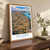 Neuquén city view bordered print styled in Original angled oak-console; frame and props not included