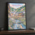 Ginzan Onsen ryokan river street full-bleed print styled in Black frame / charcoal wall; frame and props not included