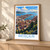 Bergen city view bordered print styled in Light oak-console; frame and props not included