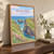 Carrick-a-Rede rope bridge full-bleed print styled in Original angled oak-console; frame and props not included