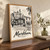 Markham city view full-bleed print styled in Original angled oak-console; frame and props not included