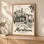 Markham city view full-bleed print styled in Light oak-console; frame and props not included