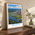 Iquitos city view bordered print styled in Original angled oak-console; frame and props not included