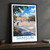 Samsun city view bordered print styled in Black frame / charcoal wall; frame and props not included
