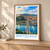 Bratislava city view bordered print styled in Light oak-console; frame and props not included