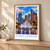 Kuala Lumpur city view bordered print styled in Light oak-console; frame and props not included