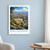 Kislovodsk city view bordered print styled in White frame / blue sitting room; frame and props not included