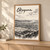 Okayama city view full-bleed print styled in Light oak-console; frame and props not included