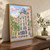 Casa Batllo facade from Passeig de Gracia full-bleed print styled in Original angled oak-console; frame and props not included
