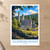 Glendalough round tower and monastery bordered print styled in Unframed sheet - corrected A-series; frame and props not included
