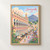 Jūnāgadh city view full-bleed print styled in Front oak frame - corrected opening; frame and props not included