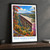New River Gorge Bridge from Canyon Rim bordered print styled in Black frame / charcoal wall; frame and props not included