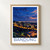 Bandung city view bordered print styled in Front oak frame - corrected opening; frame and props not included