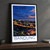 Bandung city view bordered print styled in Black frame / charcoal wall; frame and props not included