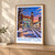 Brampton city view bordered print styled in Light oak-console; frame and props not included
