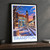 Brampton city view bordered print styled in Black frame / charcoal wall; frame and props not included