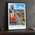 Dar es Salaam city view bordered print styled in Black frame / charcoal wall; frame and props not included