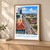 Dar es Salaam city view bordered print styled in Light oak-console; frame and props not included