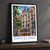 Casa Batllo facade from Passeig de Gracia bordered print styled in Black frame / charcoal wall; frame and props not included