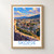 Skopje city view bordered print styled in Front oak frame - corrected opening; frame and props not included