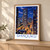 Shinjuku city view bordered print styled in Light oak-console; frame and props not included