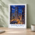 Shinjuku city view bordered print styled in White frame / sage wall; frame and props not included