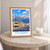 Toyama city view bordered print styled in Oak frame / bedside table; frame and props not included