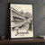 Jūnāgadh city view full-bleed print styled in Black frame / charcoal wall; frame and props not included