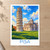 Leaning Tower from Piazza dei Miracoli bordered print styled in Unframed sheet - corrected A-series; frame and props not included