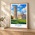 Leaning Tower from Piazza dei Miracoli bordered print styled in Light oak-console; frame and props not included