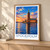 Stockholm city view bordered print styled in Light oak-console; frame and props not included