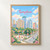 Tangshan city view full-bleed print styled in Front oak frame - corrected opening; frame and props not included