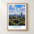 Leeds city view bordered print styled in Front oak frame - corrected opening; frame and props not included
