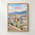 Skopje city view full-bleed print styled in Front oak frame - corrected opening; frame and props not included