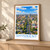 Shymkent city view bordered print styled in Light oak-console; frame and props not included