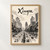 Xinyu city view full-bleed print styled in Front oak frame - corrected opening; frame and props not included