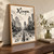Xinyu city view full-bleed print styled in Original angled oak-console; frame and props not included