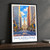 Philadelphia City Hall from Broad Street bordered print styled in Black frame / charcoal wall; frame and props not included