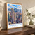 Sham Shui Po city view bordered print styled in Original angled oak-console; frame and props not included