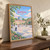 Samsun city view full-bleed print styled in Original angled oak-console; frame and props not included