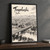 Toyohashi city view full-bleed print styled in Black frame / charcoal wall; frame and props not included