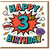 Happy 3rd Birthday Card - Comic Book Pop Art BOOM POW Design with Stars & Lightning - Colourful Kids Birthday Card for 3 Year Old