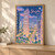 Shinjuku city view full-bleed print styled in Light oak-console; frame and props not included