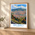 Bilbao city view bordered print styled in Light oak-console; frame and props not included