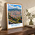 Bilbao city view bordered print styled in Original angled oak-console; frame and props not included