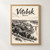 Vitebsk city view full-bleed print styled in Front oak frame - corrected opening; frame and props not included