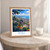 Ōtsu city view bordered print styled in Oak frame / bedside table; frame and props not included