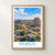 Nukus city view bordered print styled in Front oak frame - corrected opening; frame and props not included